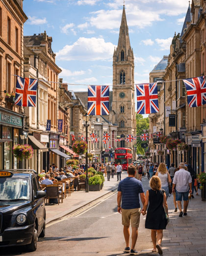 Local businesses and services on a UK city high street
