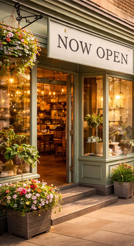 New shop on morning street