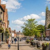 Local shops and services on a town street in Thirsk